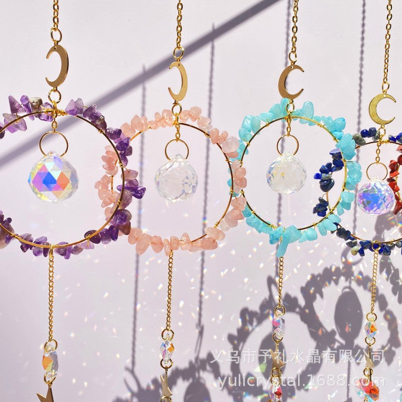 Wholesale Sun Catcher Hollow Natural Crystal Gravel Wind Chime Decorative Pendant